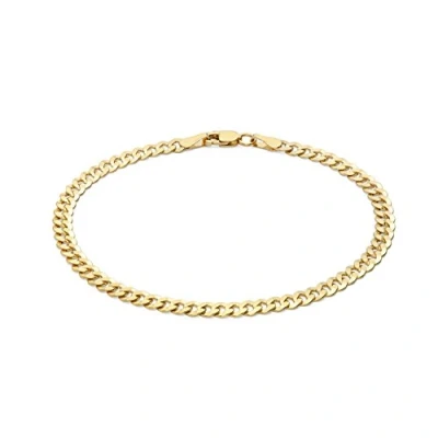 Image of Carissima Gold Women&#039;s 9 ct Yellow Diamond Cut Flat Curb Chain Bracelet of Length 19 cm