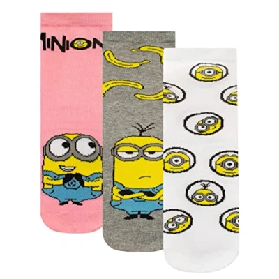 Image of MINIONS Girls Socks Pack of 3 Multicoloured 6 8