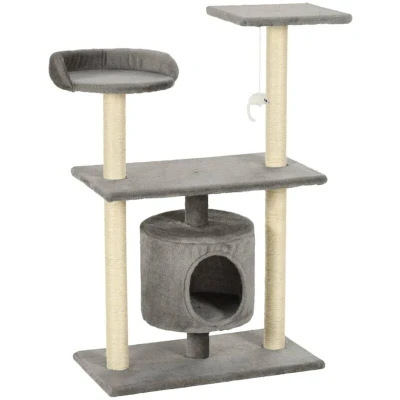 Image of vidaXL Cat Tree with Sisal Scratching Posts 95 cm Grey