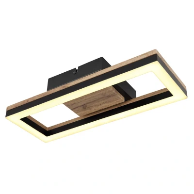 Image of Beatrix Integrated LED Semi Flush Ceiling Light Matt Black Rectangle 3000K