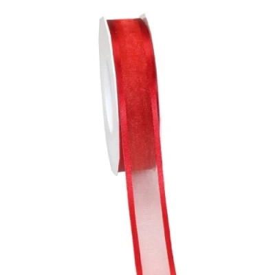 Image of C.E. Pattberg Präsent Marseille Wired Organza Ribbon Red 25 mm width, m length