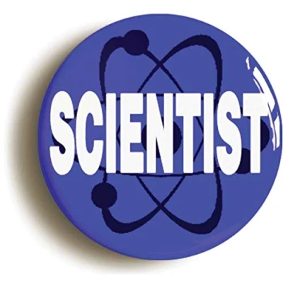 Image of Ozorath SCIENTIST SCIENCE STEM BADGE BUTTON PIN IN BLUE (Size is 1inch/25mm diameter)