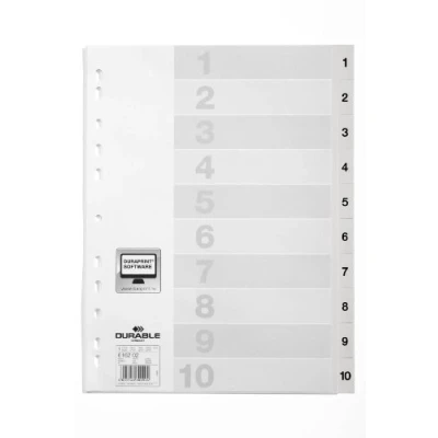 Image of Durable Index Files Labled 1 10 Pre Printed Tabs with Universal Punching Pack of 25 White Sheets Organise Your Important Documents