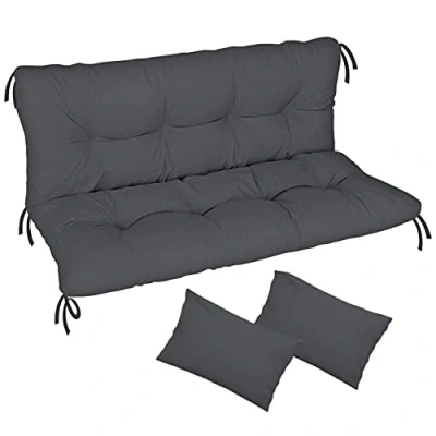 Image of Garden Swing Hammock Seat Bench Cushion Waterproof 150x50x50 for Pallet Furniture Outdoor Patio Lounger Pad with Backrest Furniture, Graphite [133]