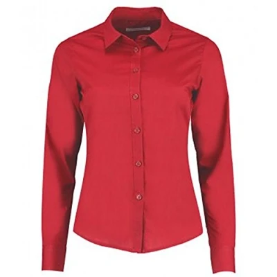 Image of Kustom Kit Womens/Ladies Long Sleeve Tailored Poplin Shirt (8) (Red)
