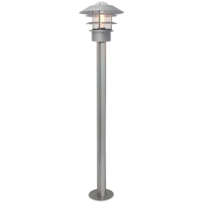 Image of Helsingor Outdoor 1 Light Bollard Lantern, Silver, IP44, E27
