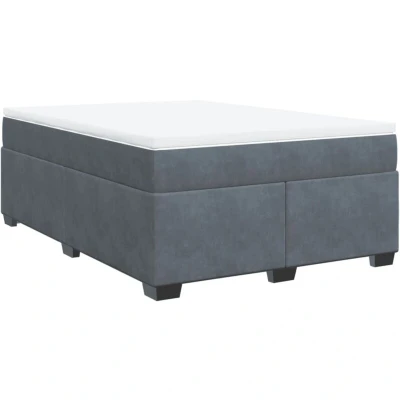 Image of vidaXL Box Spring Bed with Mattress Dark Grey 140x200 cm Velvet