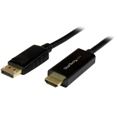 Image of StarTech.com DisplayPort to HDMI converter Cable 3 ft (1m) DP Adapter with Built in (M / M) Ultra HD 4K (DP2HDMM1MB), Black