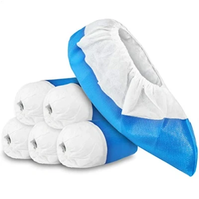 Image of com four® 50x Premium Reusable Overshoes 11.9g each Plastic Shoe Covers with Anti Slip Soles Slippers Extra Strong and Waterproof One Size