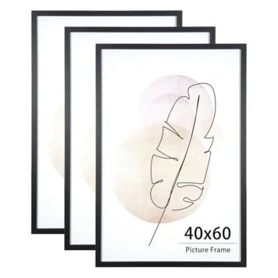 Image of KAIWIN 40x60 Picture Frame Black Set of 3, Wooden Poster Frame, Frames for Wall Mounting Display Home, Office,Gallery,Holiday with Photos, Posters, Puzzles