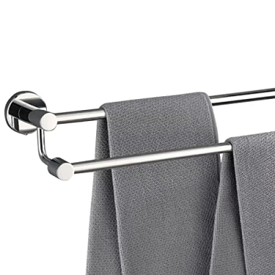 Image of Stainless Steel Double Towel Bar Rail 80cm 100cm 120cm Wall Mounted Rack Holder for Bathroom Kitchen Screws Mounting Polished Finish (Size : 3.3ft/100cm)