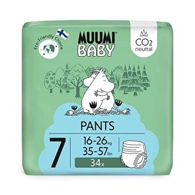 Image of Muumi Baby Eco Pull Ups Size 7, 16 26 kg, 34 Premium Sensitive Nappy Pants with Leakage Barrier Soft and Skin Friendly, No Unnecessary Chemicals