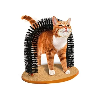 Image of MINGZE Arch Cat Groom Self Grooming Toy Groomer, Massager And Scratcher, Scratching Kitten Massaging Pet Bristle Groomer Perfect For Playing
