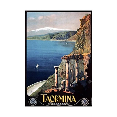 Image of Wee Blue Coo Travel Taormina Sicily Etna Greek Theatre Italy Picture Wall Art Print
