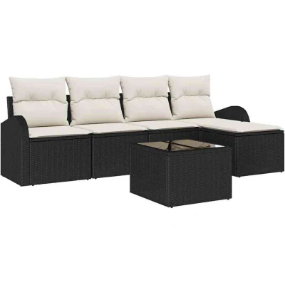 Image of vidaXL 5 Piece Garden Sofa Set with Cushions Brown Poly Rattan