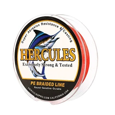 Image of Hercules Super Cast 100M 109 Yards Braided Fishing Line 15 LB Test for Saltwater Freshwater PE Braid Fish Lines Superline 8 Strands Red, 15LB (6.8KG), 0.16MM