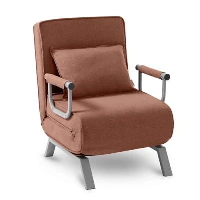 Image of Makika Recliner Chair Armchair TED Foldable 3 in 1 with Armrest adjustable Backrest incl. Pillow up to 200kg Single Sofa Convertible Bed Portable Couch Bedroom Living Room Brown