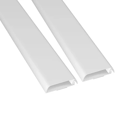 Image of D Line Cable Trunking, Wire Cover for Wall, TV Tidy, Paintable, Self Adhesive, Hinged One Piece Design White, 2 x 60mm (W) 15mm (H) 40cm Lengths (80cm Total)