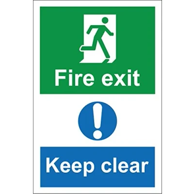 Image of Emergency signs Fire exit keep clear safety sign 3mm Aluminium 300mm x 200mm