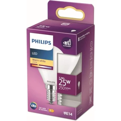 Image of Philips LED Premium Classic P45 Lustre Light Bulb [E14 Small Edison Screw] 2.2W 25W Equivalent, Warm White (2700K), Non Dimmable
