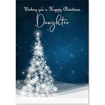 Image of doodlecards Daughter Christmas Card Blue Contemporary Tree Medium Size for with Plain Envelope