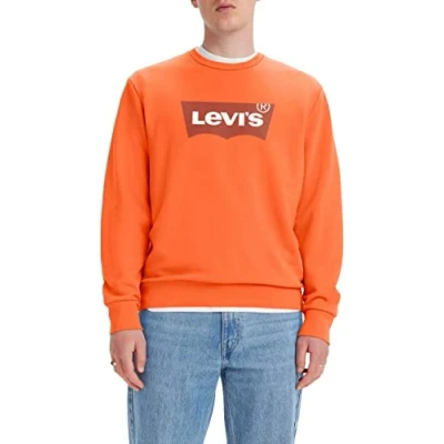 Image of Levi&#039;s Men&#039;s Standard Graphic Crew Sweatshirt, Batwing Mandarin Red, S