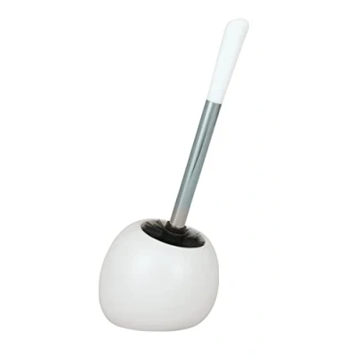 Image of WENKO 19288100 Toilet Brush Polaris White Holder, Ceramic, 15 x 34.5 14.5 cm,