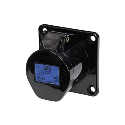Image of pce 16A 230V 2P+E Black Panel Socket (313 6X)