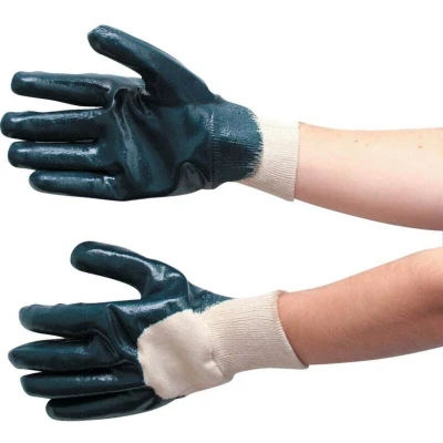 Image of Tuffsafe Palm side Coated Blue Knit Wrist Gloves Size 10