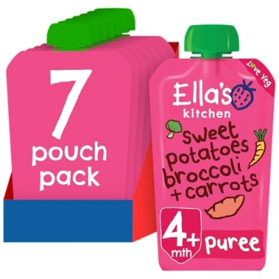 Image of Ella&#039;s Kitchen Sweet Potatoes Broccoli and Carrot 120g (Pack of 7)