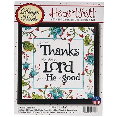 Image of Design Works Give Thanks Cross Stitch Kit, Multi Colour
