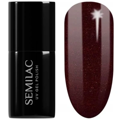 Image of SEMILAC 393 Sparkling Black Cherry Nail UV Gel Polish Long Lasting and Easy to Apply Soak off UV/Led Perfect for Home Professional Manicure Pedicure 7 ml