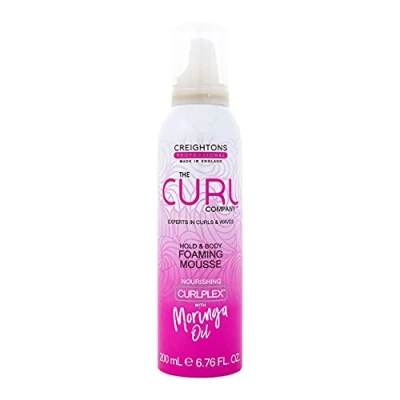 Image of The Curl Company Hold and Body Foaming Mousse (200 ml) Defines Curls Waves, Eliminates Frizz Smoothes Unruly Flyways; Professionally Formulated with Curplex Nourishing Moringa Oil