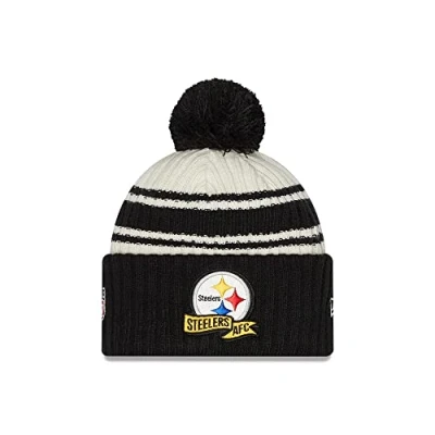 Image of New Era Pittsburgh Steelers NFL 2022 Sideline Sport Knit Chrome White Black Beanie One Size