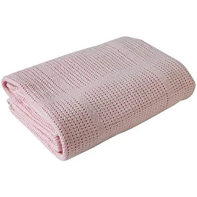 Image of Baby Extra Soft Pram/Travel/Moses Basket Cellular Blanket 100% Cotton (Pink)