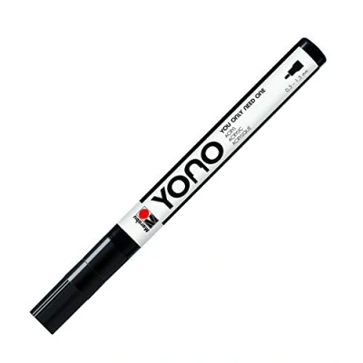 Image of Marabu Yono Marker Pen, Fine Bullet Tip, (0.5 1.5mm), Black, (073), Single Works On Any Surface, Metal, Glass, Wood, Fabric, Stone, Plastic, Cardboard