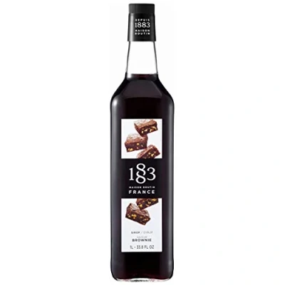 Image of 1883 MAISON ROUTIN Premium Brownie Flavoured Syrup for Cocktails, Mocktails, Smoothies, Iced Tea, Desserts Glass 1L