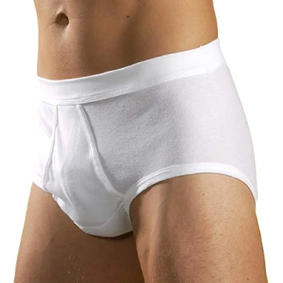 Image of HERMKO 3240 Pack of 3 Men&#039;s Y Fronts fine Ribbed, Made 100% bio Cotton, Many Colours, Size:Medium, Mehrfarbig (Sortimente):White