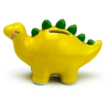 Image of Mousehouse Gifts Yellow Stegosaurus Piggy Bank, Dinosaur Money Box for Boys and Girls
