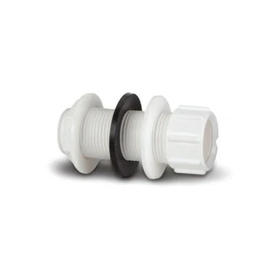 Image of Polypipe Overflow System Straight Tank Connector White 21.5mm Vp49W