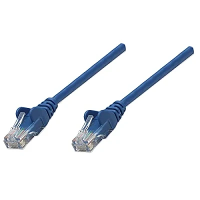 Image of Intellinet Network Patch Cable, Cat5e, 10m, Blue, CCA, U/UTP, PVC, RJ45, Gold Plated Contacts, Snagless, Booted, Polybag