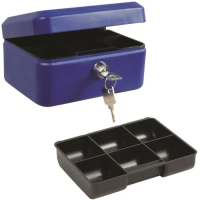 Image of Reskal Metal Cash Box 8 x 15.2 11.4 cm Blue