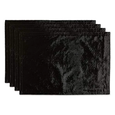 Image of DII Velvet Collection Tabletop, Placemat Set, Black 4 Count