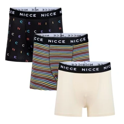 Image of Nicce Mens &#039;Casen&#039; Soft Cotton Boxer Shorts, 3 Pack, S, Assorted