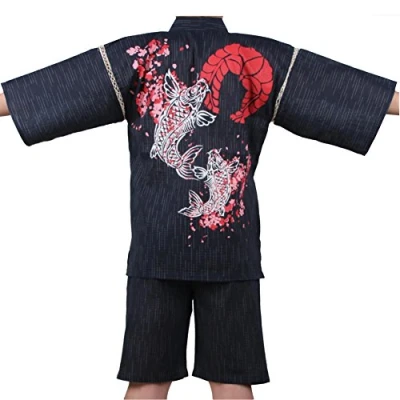Image of Jinbei Men&#039;s Japanese Style Dressing Gown Kimono Pajamas Suit#07[Size XL]