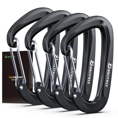 Image of BROTREE 12KN Carabiner Clips Heavy Duty Carabiners for Hammock, Camping, Hiking, Backpack and More (2 or 4 Packs)