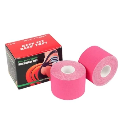 Image of 2X Pink Sports Tape Kinesiology 5 cm x m Mucsle Uncut Roll, K Promotes Injury Recovery and Joint Support