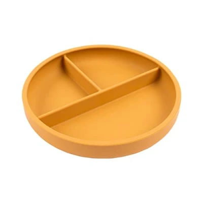 Image of Tiny Dining Baby Divided Silicone Suction Plate Ochre