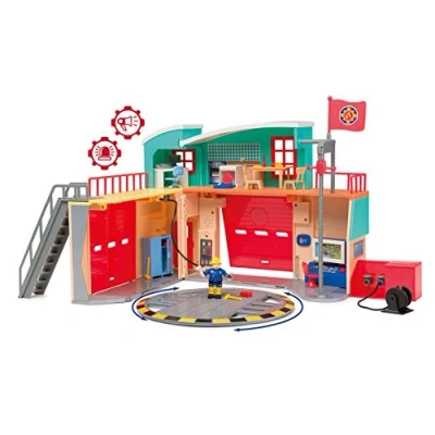 Image of Smoby 109258282002 Fireman Sam Pontypandy Fire Brigade Station + 1 Figurine Batteries Included