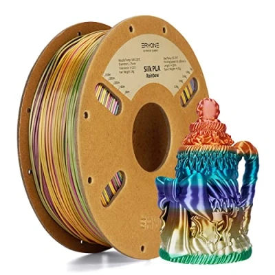 Image of ERYONE Ultra Silk PLA Filament, Silky Glossy Finish Filament,Fast Color Change Rainbow 1.75mm, +/ 0.03mm, 1kg(2.2LBS)/Spool, Metal Luster